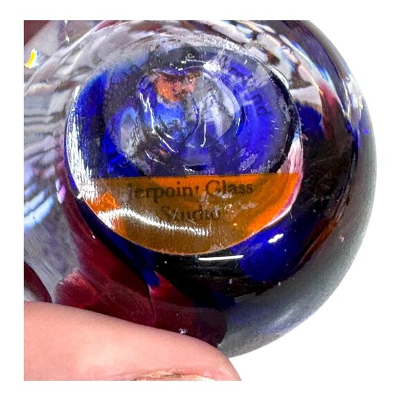 Art Glass Abstract Ocean Wave Nautical Handmade Jerpoint Studio Paperweight - Picture 5 of 7